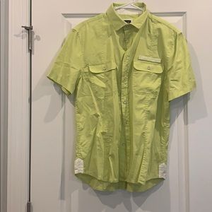 Armani exchange lime green button down shirt large